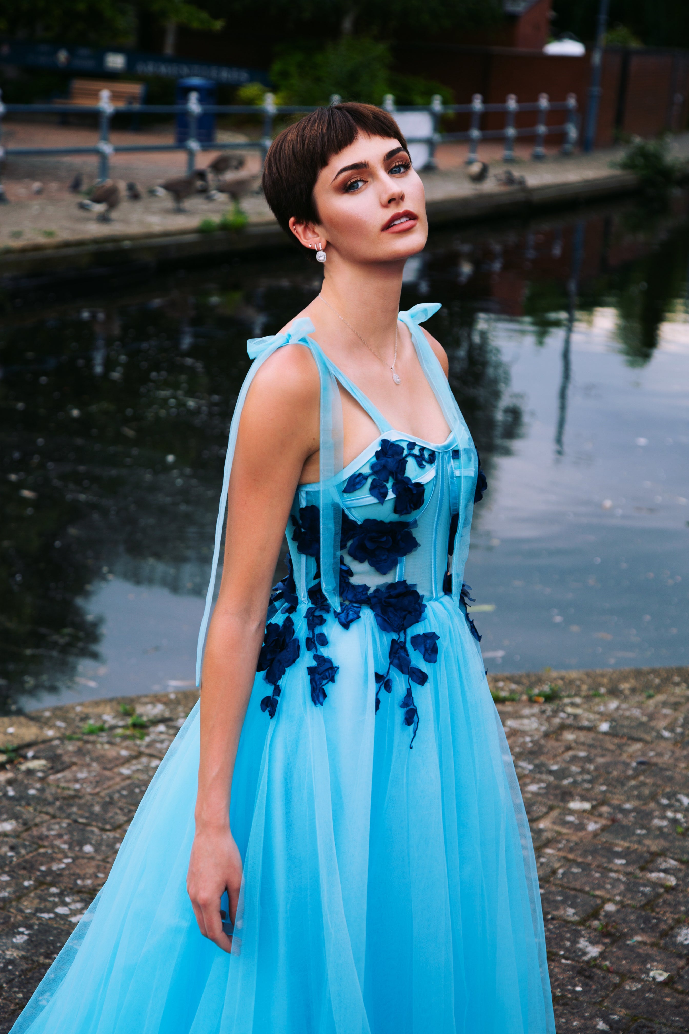 BELLA | CONTRAST FALLEN PETAL BALL GOWN PROM DRESS