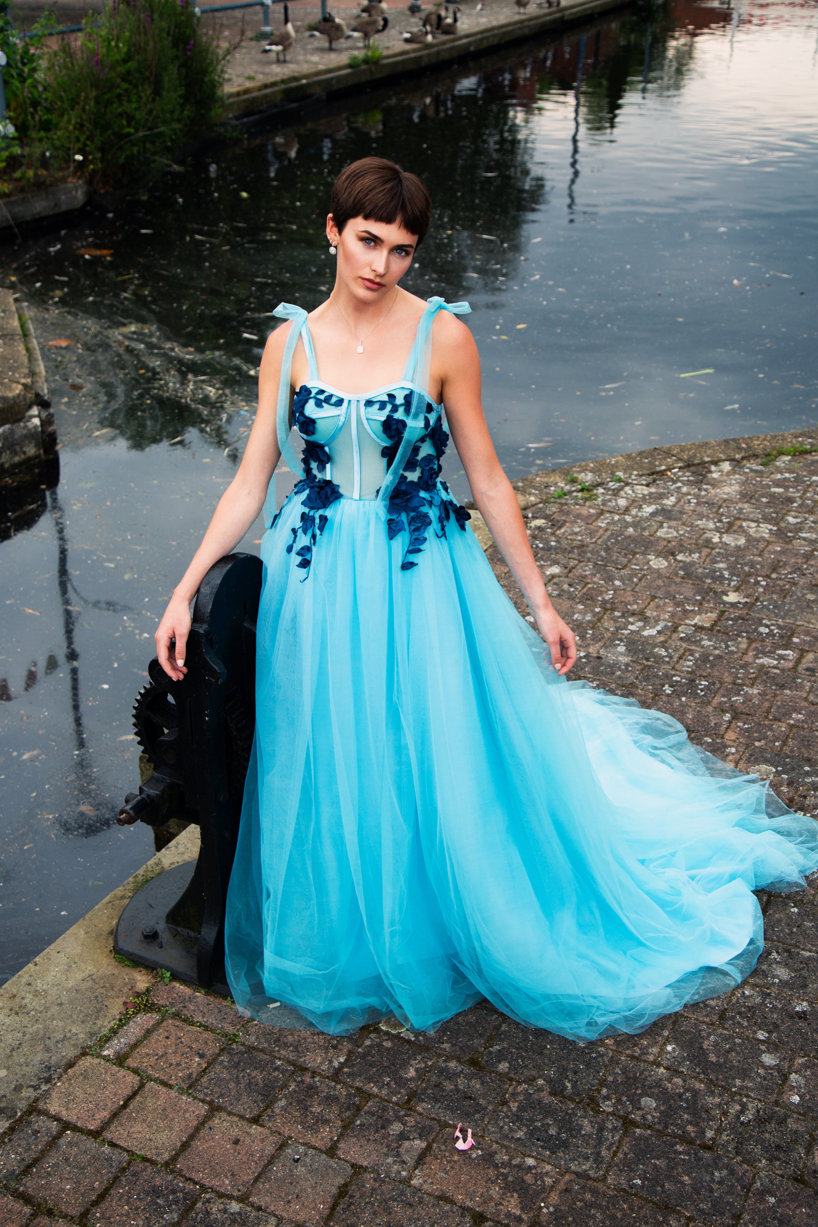 BELLA | CONTRAST FALLEN PETAL BALL GOWN PROM DRESS