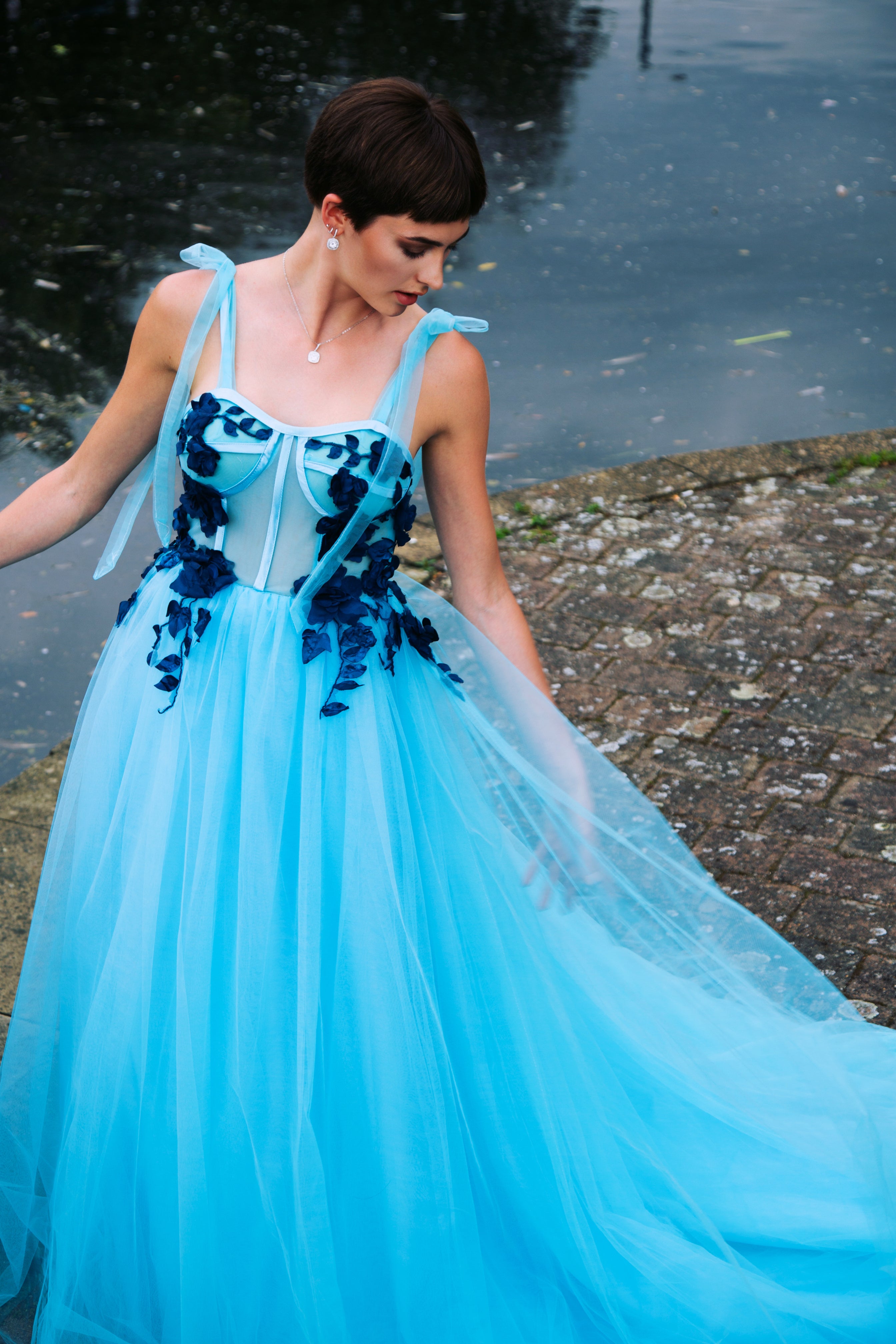 BELLA | CONTRAST FALLEN PETAL BALL GOWN PROM DRESS