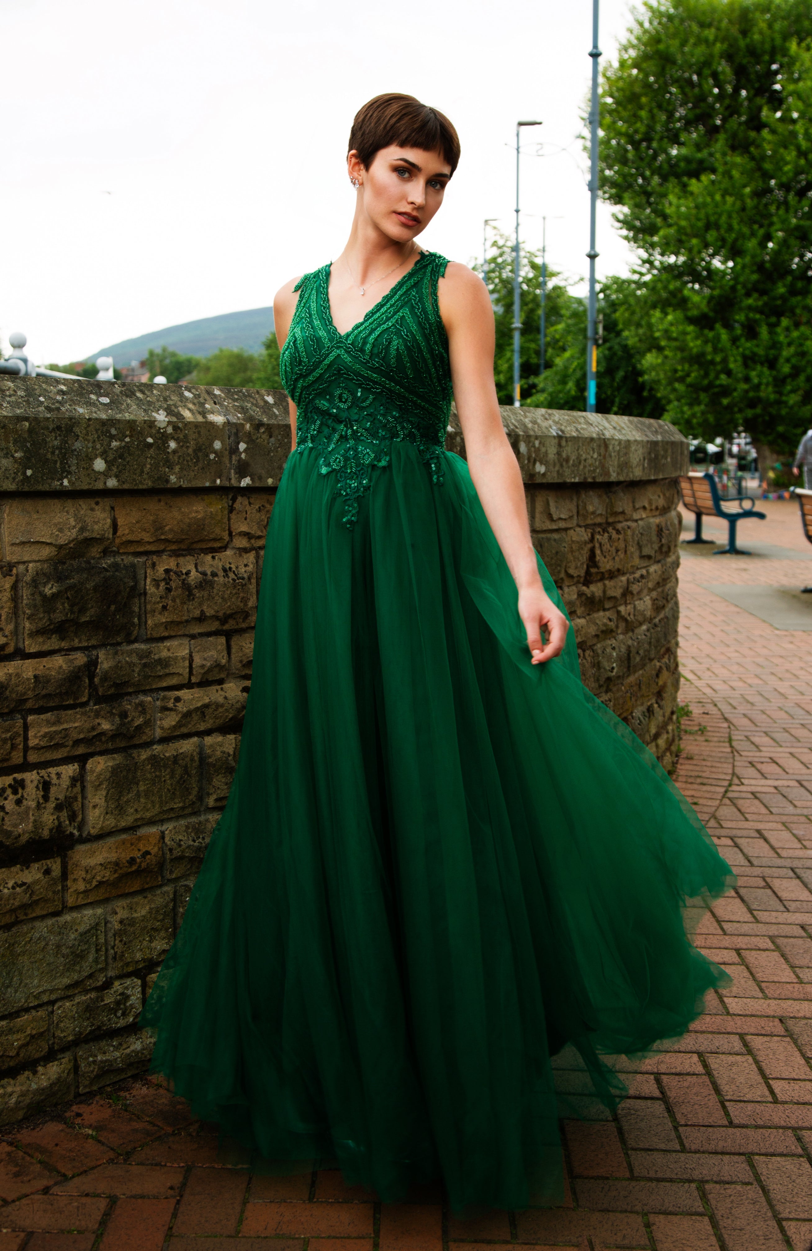 BIANCA | BEADED OPEN BACK PROM GOWN