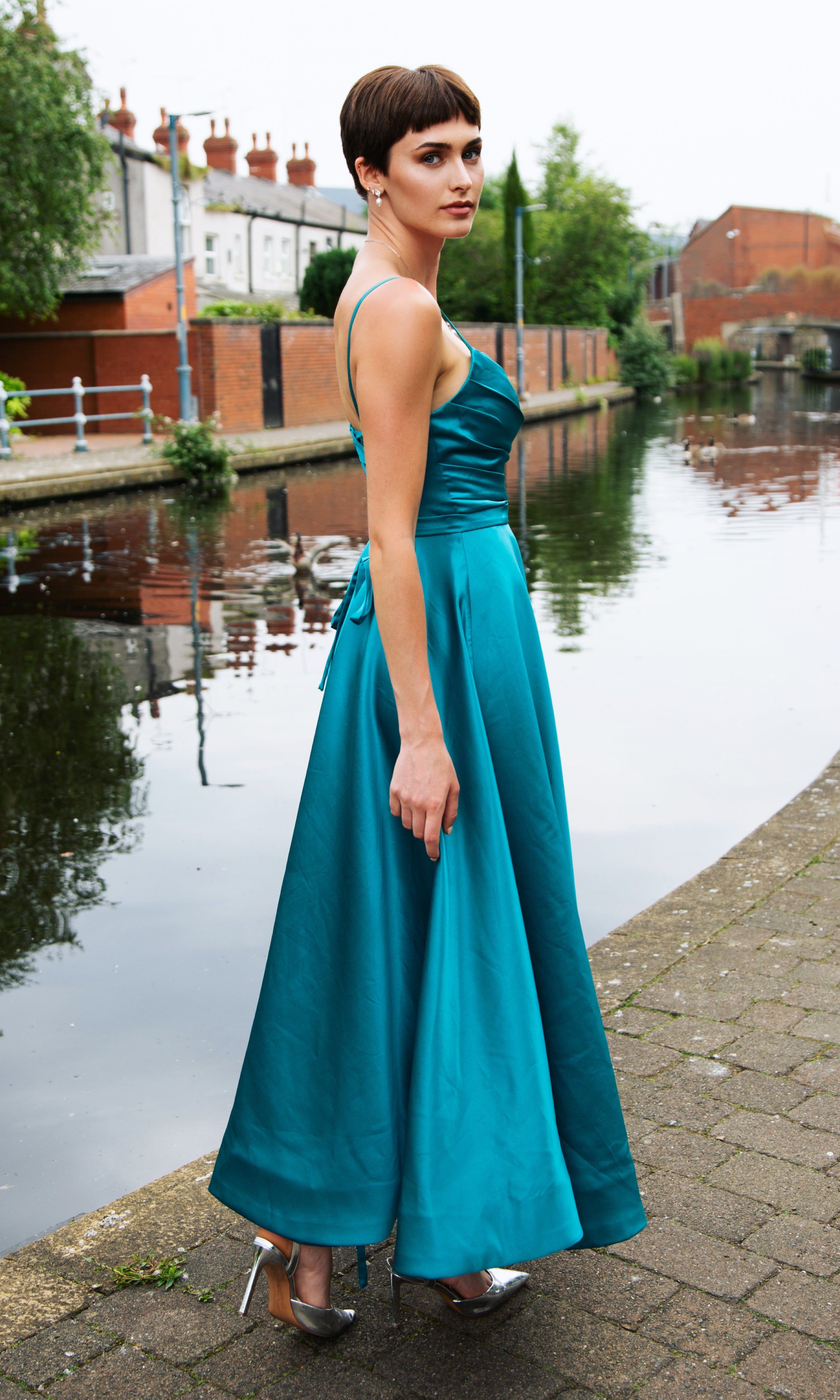 ALEXANDRIA | PLEATED BUST MIDI BALL GOWN DRESS